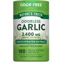 자연의 진실 무취 마늘 Softgels | 2400mg | 180 카운트 | Non-GMO & 글루텐 무료 보충