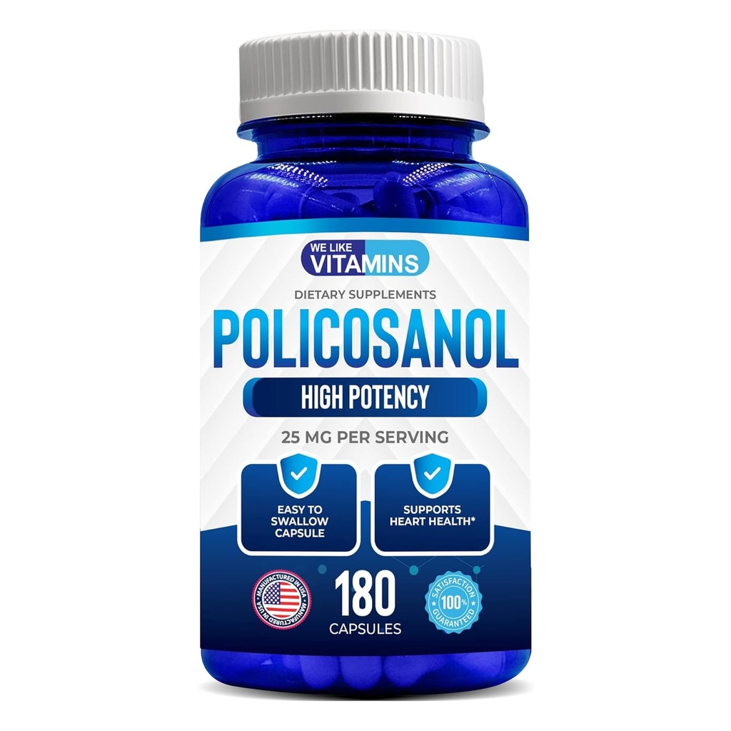 우리는 비타민 Policosanol 25mg - 180 캡슐 - 천연 설탕 지팡이에서 만든 Policosanol 보충교재 - 비 GMO 및 글루텐 자유로운
