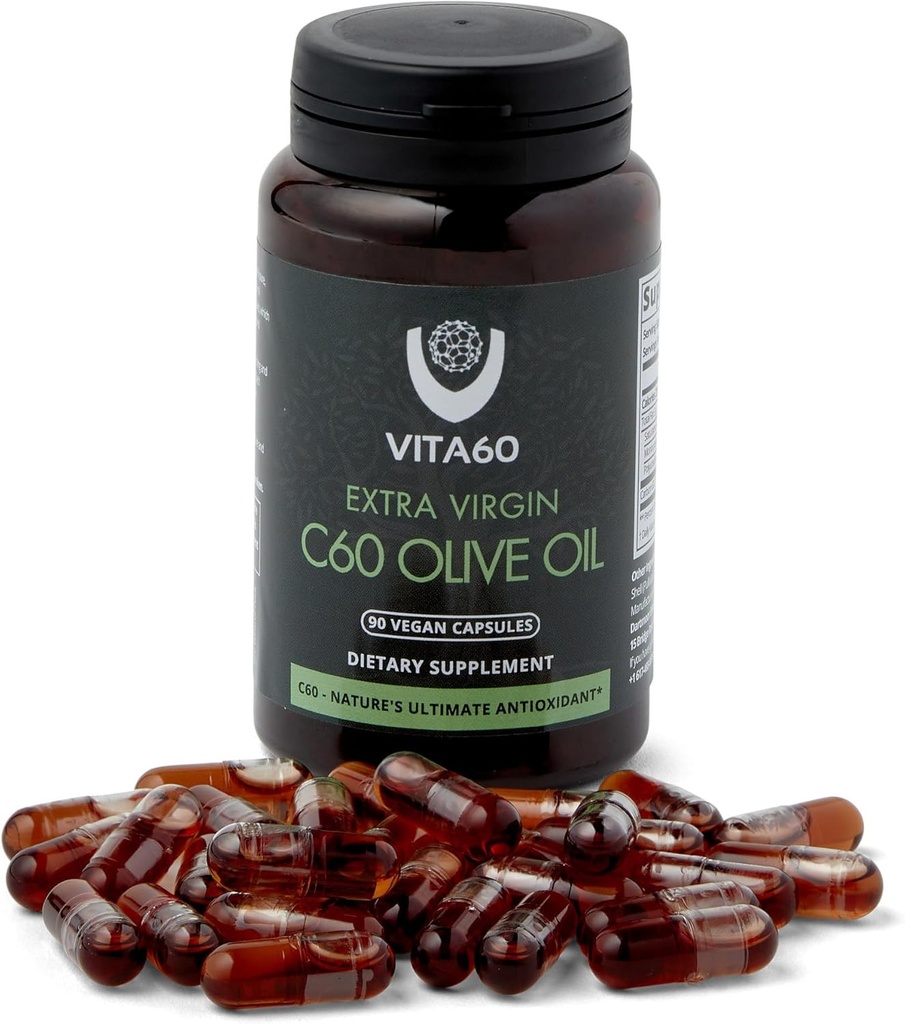 C60 오일 캡슐 | 나이-Defying Vitality and Antioxidant Support | 99.99% 순수 솔벤트 프리 C60 | 유기농 오일 | Vegan Friendly | 슈페리어 고객 서비스 (Olive Oil)