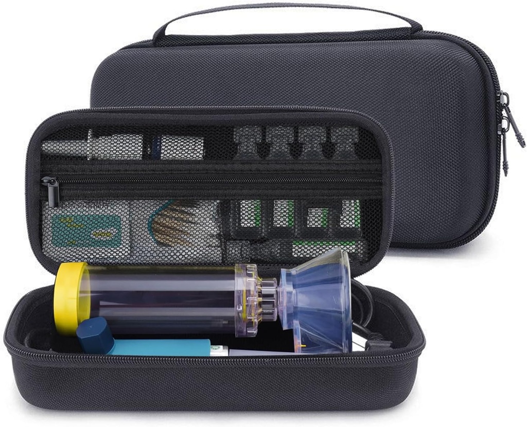 Asthma Inhaler, Kids and Adults, Mask, Inhaler Holder Portable Carrying Bag Storage Organizer with Mesh Pocket for Medicine, Allergy Meds, Ventolin Inhaler (CASE ONLY)
