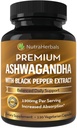 Ashwagandha 보충교재는 증가시킨 흡수를 위한 까만 고추 추출물을 가진 우수한 Ashwaganda 뿌리 분말 1200mg로 - 120 Vegi 캡슐 만들었습니다