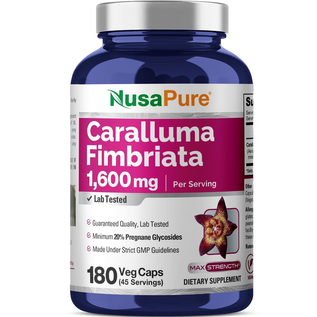NusaPure Caralluma Fimbriata 1600mg - 180 Veggie 캡슐 (비 GMO, 비건)
