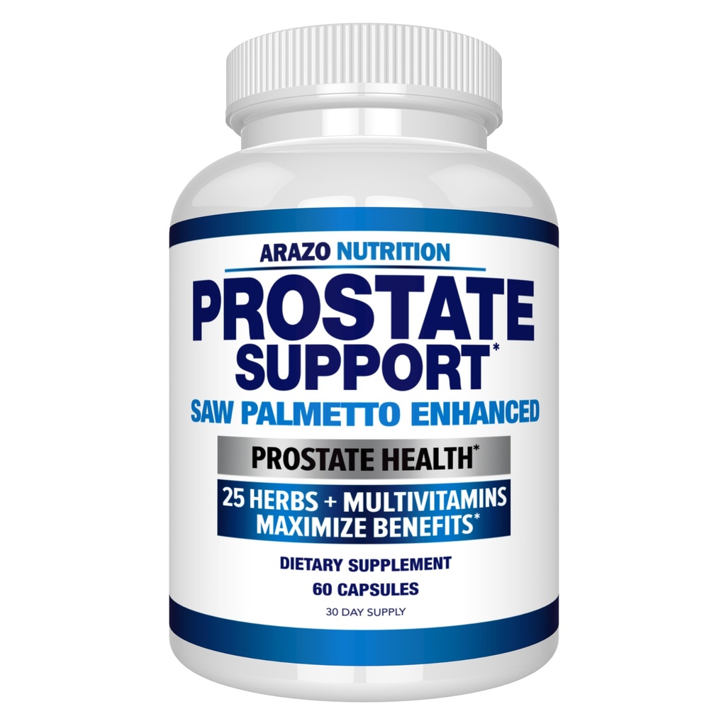Arazo 영양 Prostate 보충교재 - 톱 팔로토 + 25 허브 - Frequent Urination, 감소 탈모, 지원 Stamina - 단 하나 Homeopathic 초본 추출물 건강 보충교재 - 캡슐 또는 알약
