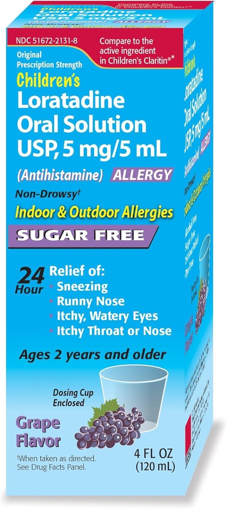 아이들의 구두 해결책, 포도 풍미, Sneezing, Runny Nose, Itchy Watery Eyes, Itchy Throat 또는 Nose, Antihistamine, 실내 & 옥외 알레르기의 비 Drowsy 24h 기복