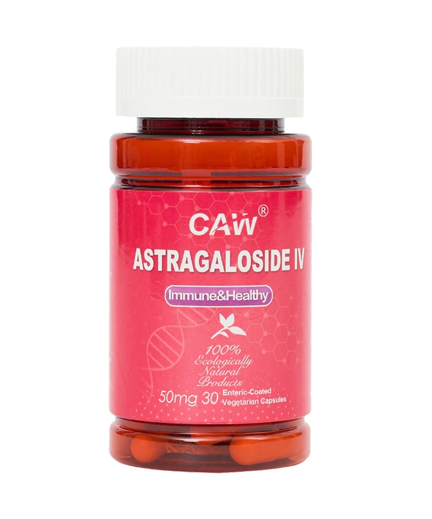 CAW 최대 흡수 Astragaloside IV 98 % 50mg 30 캡슐 | 면역 지원 | 노화 방지 보충교재 | 50mg 30 Enteric 코팅 채식 캡슐 1 병