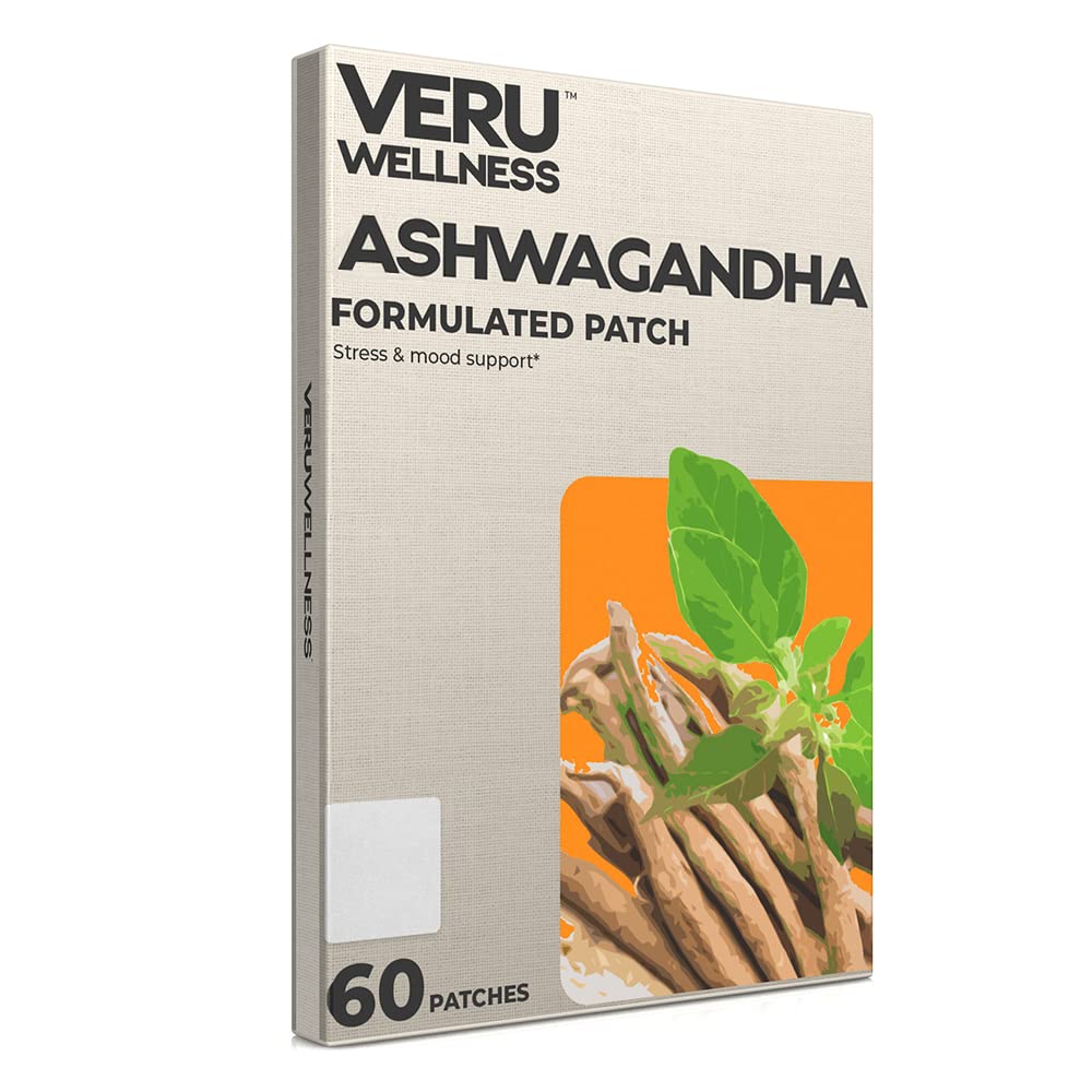 Veru Wellness Ashwagandha Patch - 스트레스 완화, 자연적인 계류 지원, 스트레스, 에너지 및 초점 지원 패치 (60 개)