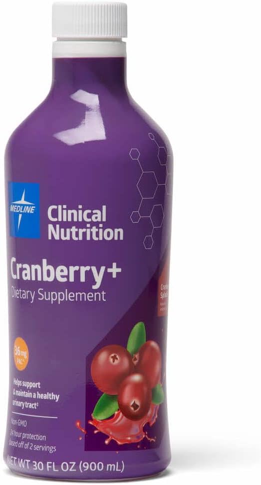 Medline Cranberry+ 액체 Urinary Tract 규정식 보충교재, 지원 Urinary 건강, 30 oz. 병 병