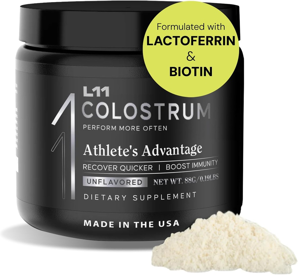 Lactoferrin Biotin 아연 & 비타민 D를 가진 L11에 의하여 Colostrum 보충교재 | Peak Athletic 건강을 위한 Bovine Colostrum 분말, Gut 건강, 근육 & 면역 지원 | 1500mg Colostrum - unflavored 30의 서빙