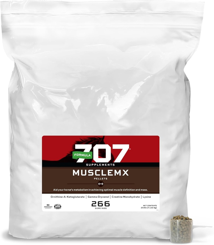 공식 707 MuscleMx Equine 보충교재, 25lb 보충 부대 – Lysine, Gamma Oryzanol, Creatine & OKG를 가진 말을 위한 조절 지원 그리고 근육 건축업자
