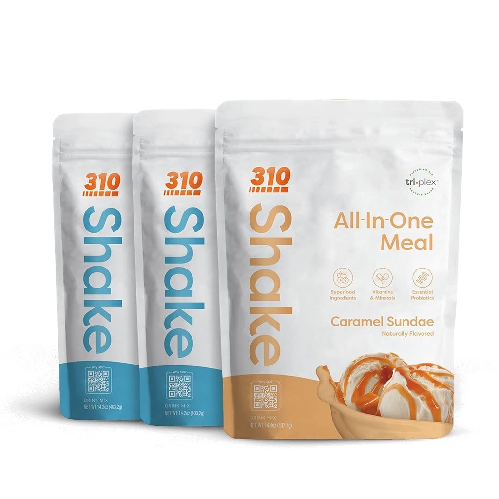 310 영양 - 올인원 식사 교체 쉐이크 - 섬유 리치 Vegan Superfood Blend가있는 새로운 포뮬러 - 천연 감미료 - 낮은 카브 Shake, Keto & Paleo Friendly - 글루텐 무료 - 26 필수 비타민 및 미네랄 - 트리플 맛 팩