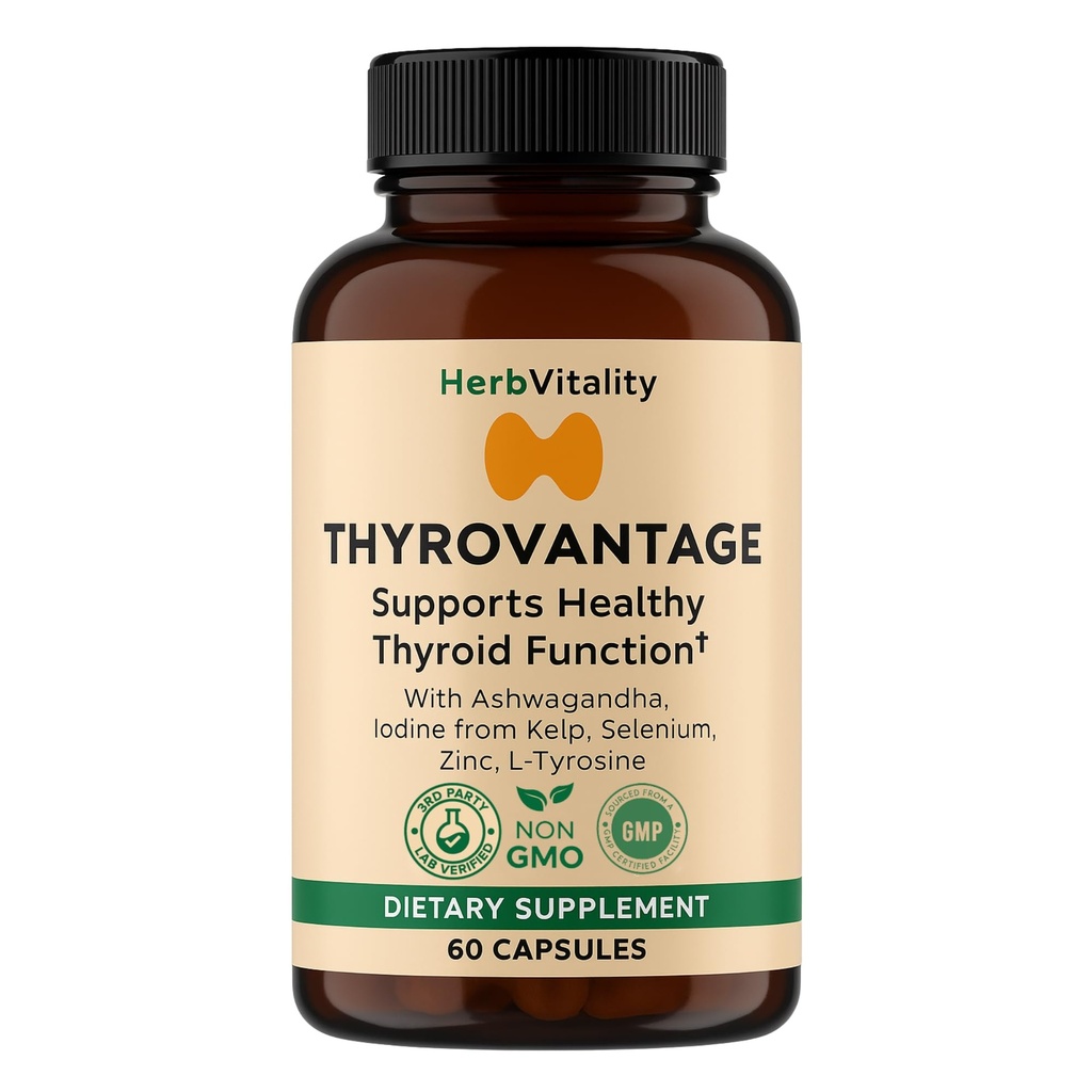 Thyroid 지원 보충교재 – Iodine, Kelp, Ashwagandha, Selenium, 아연 – 지원 에너지, 대사 & 호르몬 균형 – L-Tyrosine, Schisandra, Bladderwrack (패키지 1)