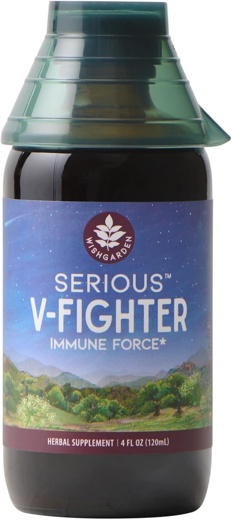 WishGarden 허브 심각한 V-Fighter - OSHA & Goldenseal, Soothes Aches & Irritated Lungs, 지원 최적 신체 온도, 4oz를 가진 식물 기초를 두는 초본 급속한 면역 지원 & 호흡 건강