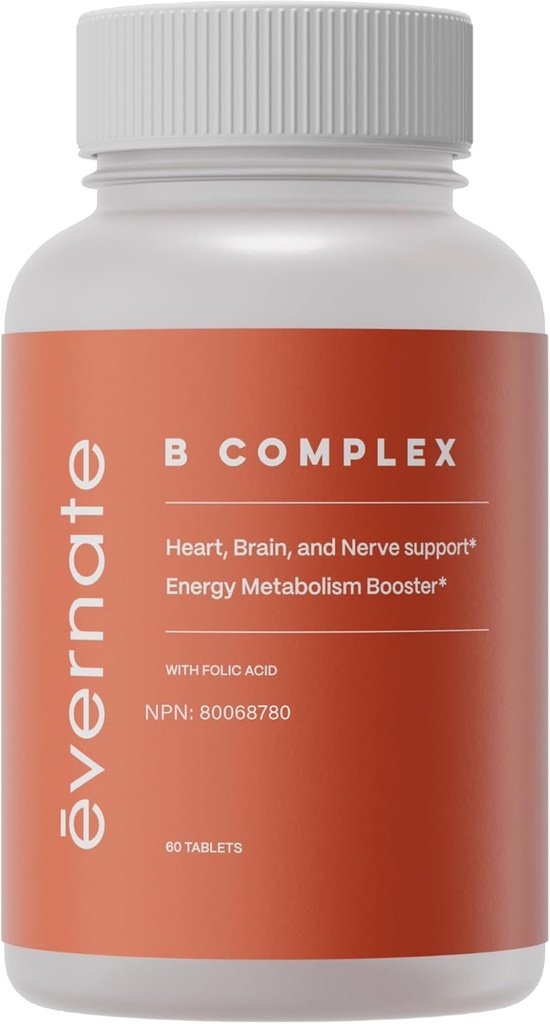 B Complex | 비타민 B1, B2, B3, B5, B6, B12, Biotin, Folic Acid, Cholin, & Inositol의 종합 공식 | 비 GMO, 글루텐 프리 | 60 정제