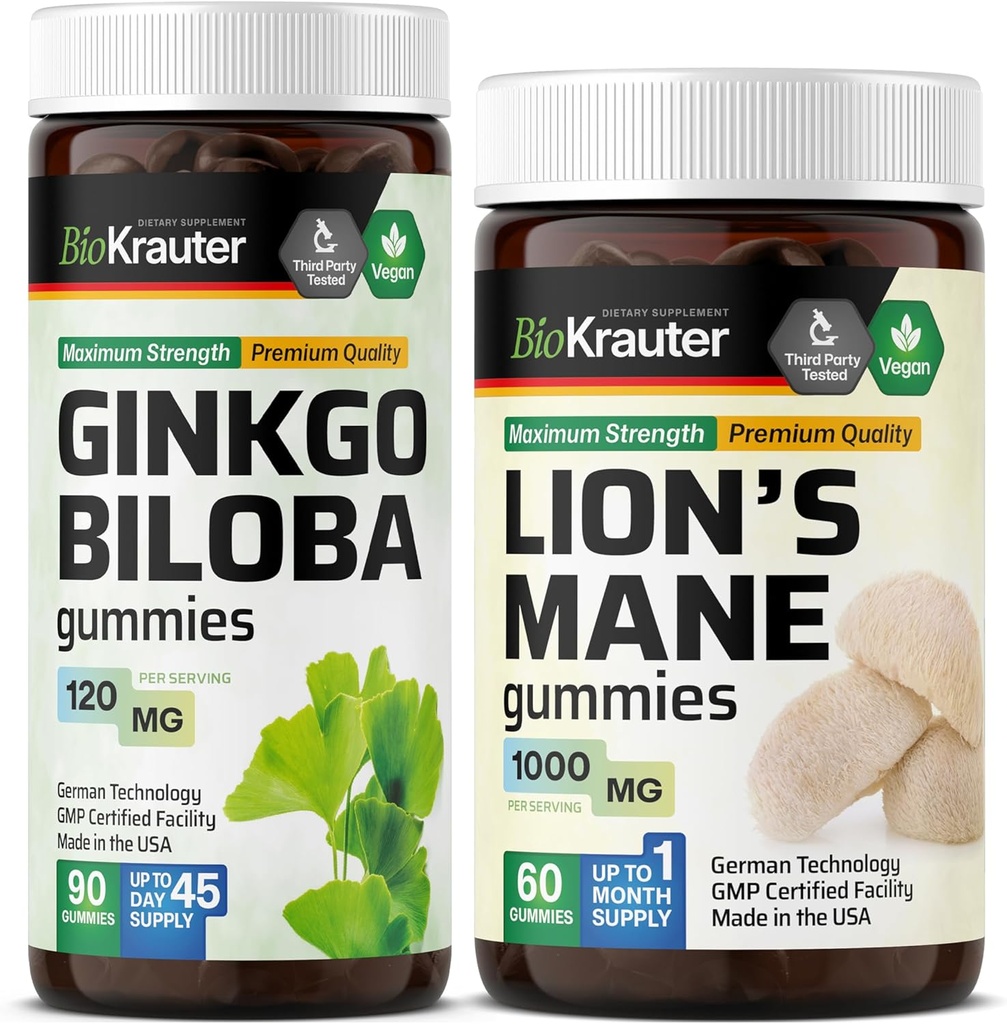 BIO KRAUTER Ginkgo Biloba 90 구미 & 사자 Mane 60 구미