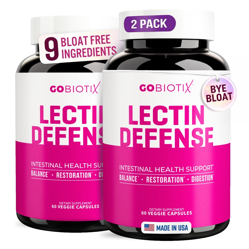 GOBIOTIX Lectin Defense - MSM 및 Digestive Enzymes를 가진 누출 Gut를 위한 Lectin 차단제 보충교재 - 여성과 남자를 위한 Intestinal 건강에 있는 원조 - 비 GMO + 글루텐 자유로운 - 60의 캡슐 (2)