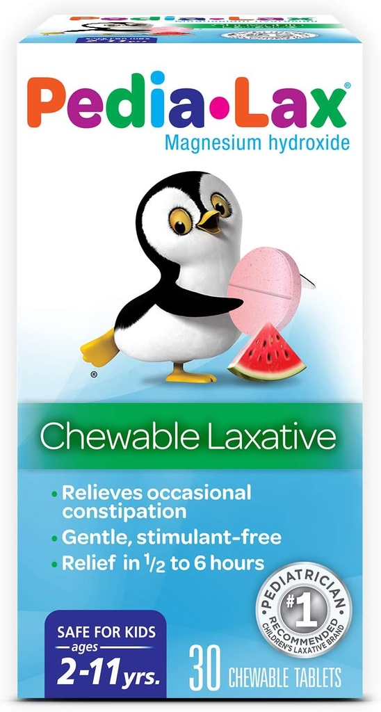 Pedia-Lax Laxative Chewable Tablets for Kids, 나이 2-11, 수박 맛, 30 CT