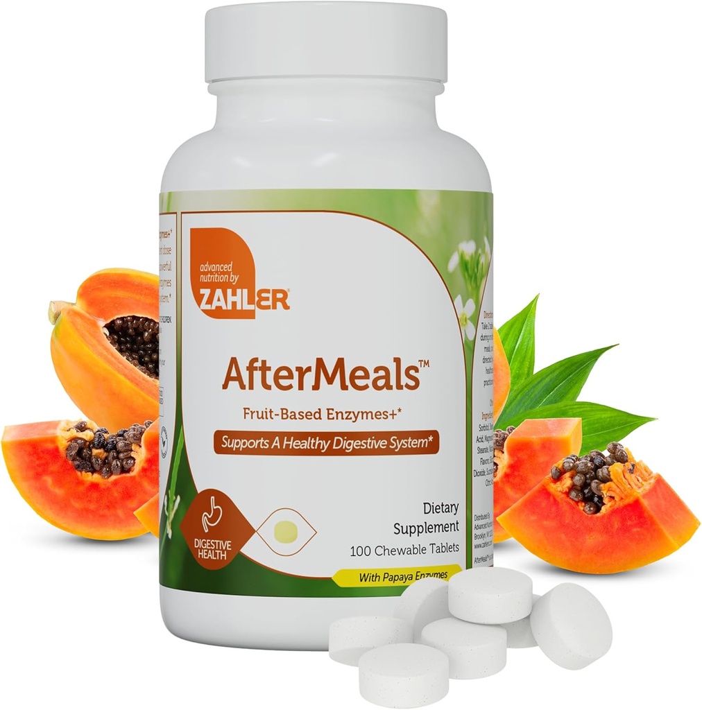 Zahler Aftermeals, 자연 Antacid Chews, Papaya Enzyme Chewable 정제, 소화 보조 보충교재, 공인 Kosher, 100 Chewable 정제