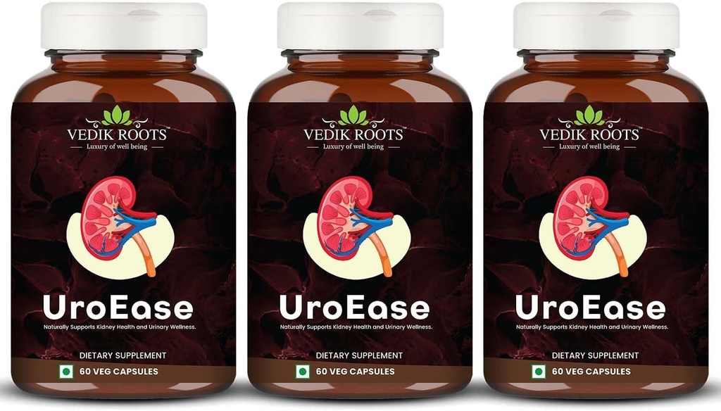 UroEase | Kidney Health & Uric Acid Levels를 위한 Ayurvedic 초본 보충교재 | 지원 Urinary Tract 건강 | 180의 볼트 캡슐