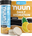 Nuun Energy Ginseng, Green Tea Extract, 비타민 B12, B6, B5, 마그네슘 및 4 다른 Electrolytes, 글루텐 프리 & 비건, 열대 펀치, 8 팩 (80 서빙 총)