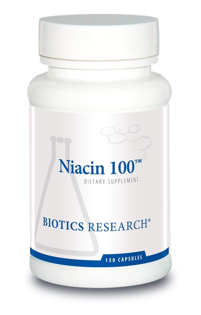 생물 연구 Niacin 100, 100 밀리그램 Niacin, 비타민 B3, 콜레스테롤, HDL, LDL, Triglyceride, LP, 심장 혈관 건강, 150 캡슐