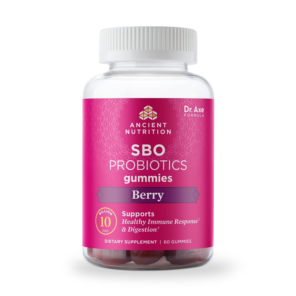 고대 영양 Probiotics, SBO Probiotics Berry Gummies 10 억 CFUs * / Serving, 건강한 소화 및 면역 반응 지원, 글루텐 무료, Occasional Bloating 감소, 60 조사