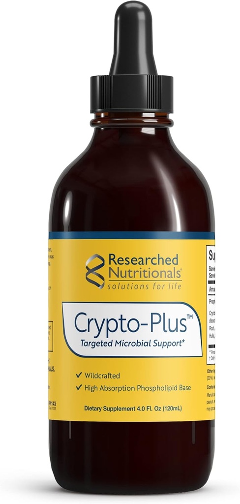 연구 영양 Crypto-Plus - 적층 Microbial & Immune Support Formula with Red Root, Black Walnut Extract and Phospholipid Delivery for Max Nutrient Absorption (4 Fl Oz)