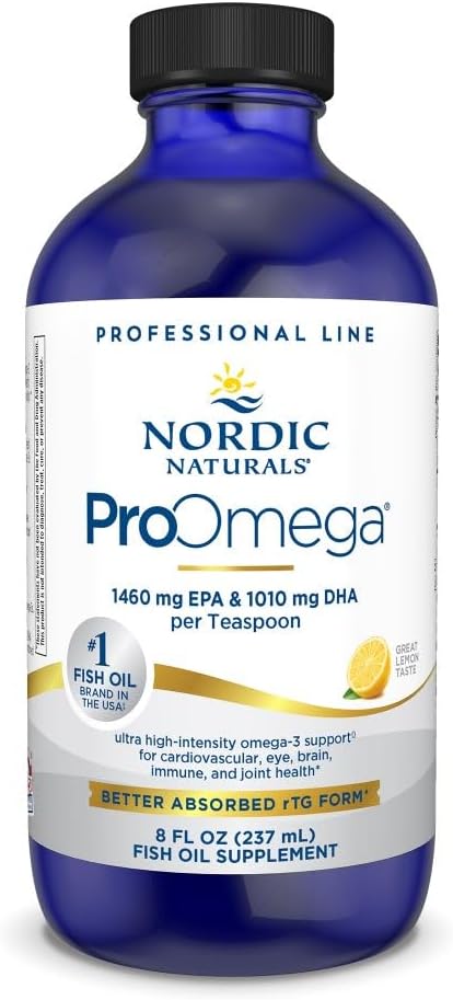 북유럽 자연 ProOmega 액체, 레몬 맛 - 8 온스 - 2840 mg 오메가-3 - EPA 및 DHA와 높은 효능 생선 기름 - 뇌, 눈, 심장, & 면역 건강 증진 - Non-GMO - 48 서빙