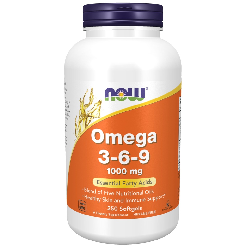 NOW 식품 보충제, 오메가 3-6-9 1000 mg Flax Seed, 저녁 Primrose, Canola, 블랙 Currant 및 호박 씨앗 오일, 250 Softgels의 혼합