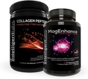 MagEnhance 보충교재 (높은 흡수 킬레이트 마그네슘 복합체)와 교원질 펩티드 분말 (Unflavored 유기 가수분해된 유형 1 & 3 교원질 단백질 분말)의 지적인 실험실 2-in-1 뭉치