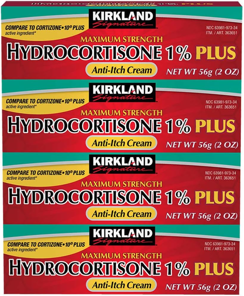 Kirkland Signature 최대 강도 Hydrocortisone 크림 1 %, 2 온스 (팩 4)