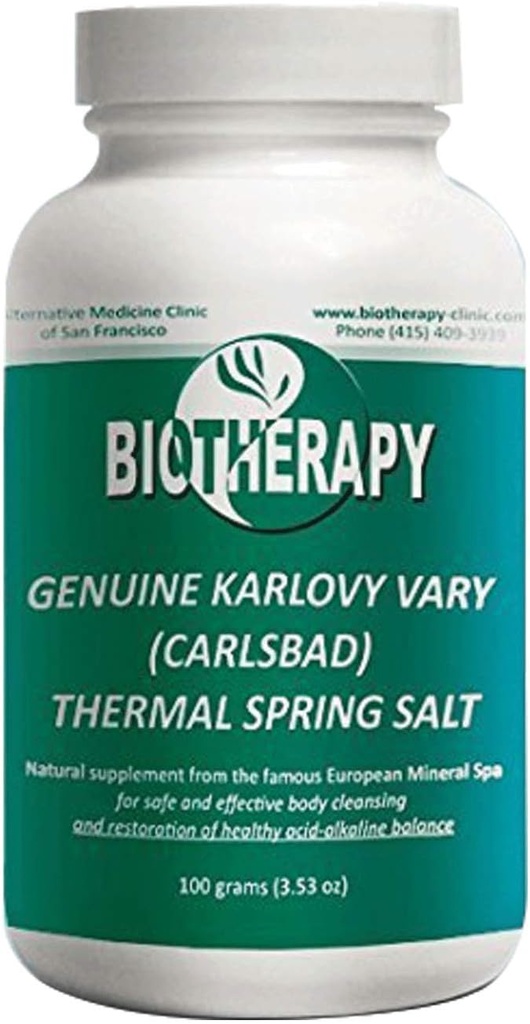 Biotherapy 정품 Karlovy Vary 치유 광수 열 스프링 소금 - 천연 광수 보충 바디 클렌저 - Immune 시스템 및 복원 산성 알칼리 균형 - 100 그램 (3.53oz)