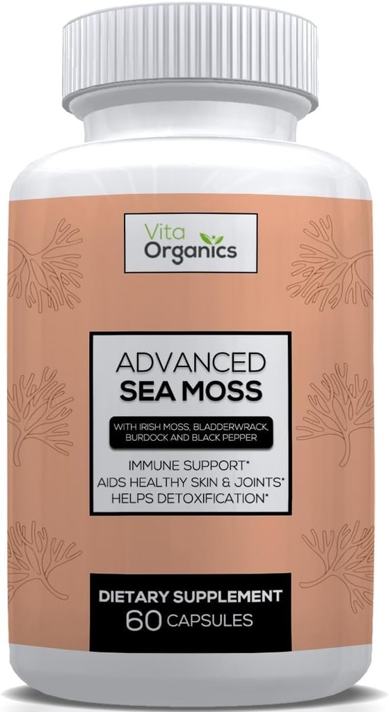 고급 바다 Moss, 바다 moss 고급 수식, 프리미엄 바다 moss 보충, 바다 moss 약, 바다 Moss 보충, 아일랜드 바다 Moss 캡슐 & 유기 Bladderwrack & Burdock, & 블랙퍼 추출, Seamoss