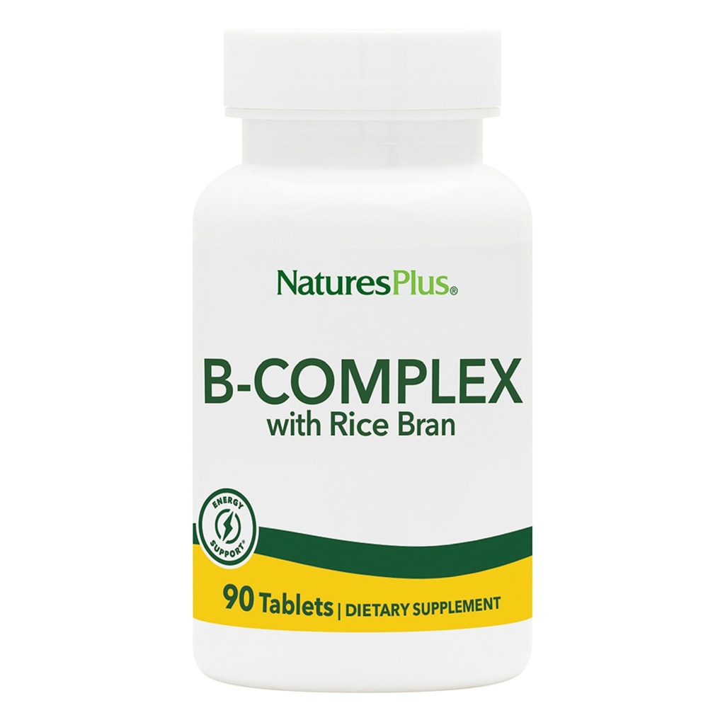 NaturesPlus B-Complex with Rice Bran - 90 정제 - 채식, 글루텐 무료 - 90 서빙