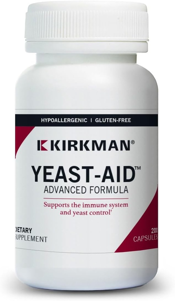 Kirkman - Yeast Aid 고급 공식 - 200 캡슐 - Yeast Control 지원 - 면역 시스템 지원 - Hypoallergenic
