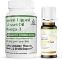 TURNER 뉴질랜드 오메가-3 녹색 Lipped Mussel 기름, 우량한 합동 안락 & Mobility를 위한 53x 고전력, 물고기 aftertaste 없음, 1개의 병, Manuka 기름의 60 Softgels 플러스 1개의 병