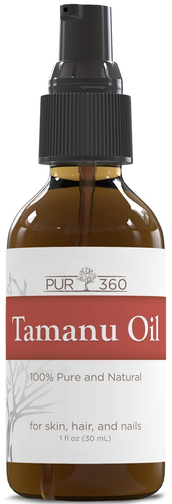 PUR360 Tamanu 오일 - Psoriasis, Eczema, Acne Scar, Rosacea를위한 최고의 치료 - 건조, Scaly Skin, Scalp 및 More - 콜드 프레스 - 100 % 순수