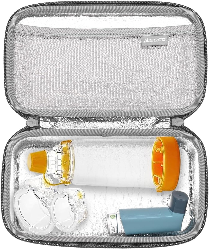 아이와 성인을 위한 Asthma Inhaler를 위한 RLSOCO 휴대용 케이스, 장치, 마스크 및 다른 부속품을 위한 Inhaler Spacer 여행 케이스 (사례 전용)