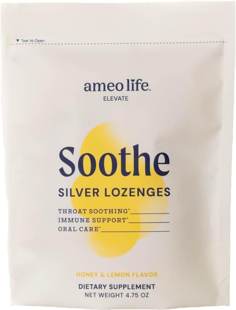 Ameo Life Colloidal Silver Liquid Drops 150 mcg 꿀 레몬 맛 - 100 Count Immune Support Supplement, Natural Colloidal Silver Cough Drops 대안 - Vegan, Gluten-Free & Non-GMO