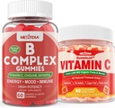 2000 mcg 메틸 B12, 메틸 Folate + 1 팩 전체적인 음식 비타민 C Gummies를 가진 2 팩 비타민 B 복잡한 Gummies