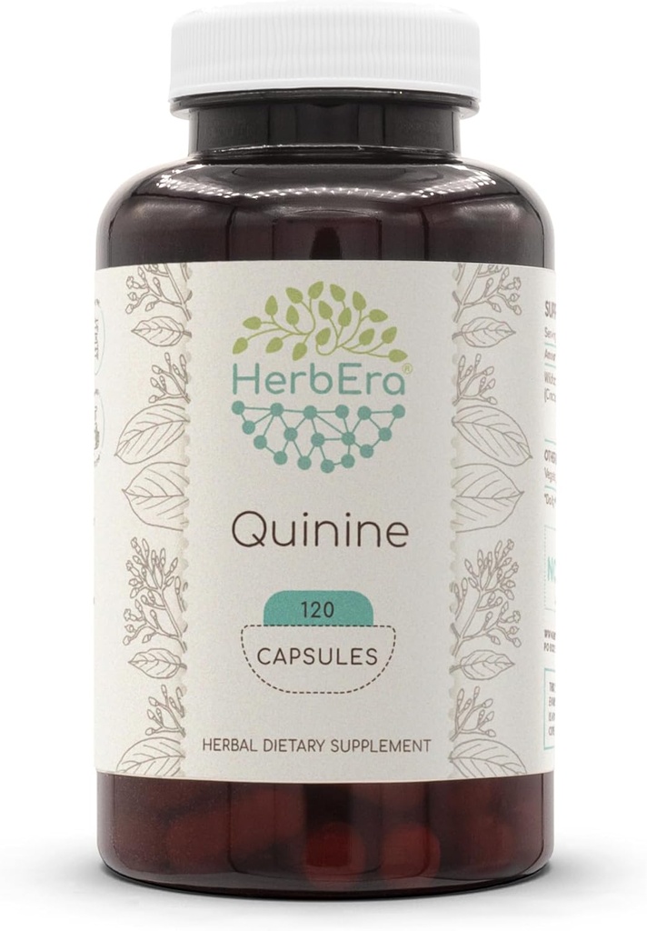 HerbEra Quinine 120 캡슐, 1000 mg의 Wildcrafted Quinine (Cinchona officinalis)는 벌크를 말렸습니다 (120의 캡슐)