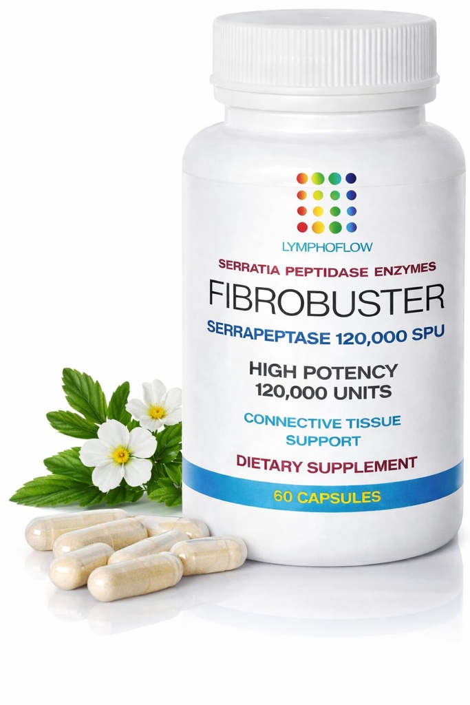 Bruizex FibroBuster Serrapeptase Proteolytic 효소 120,000 SPU I Fibrosis 배려, 360 lipo, BBL, Liposuction, Tummy Tuck I 회복 & 면역 지원 I 60 모자 후에 흉터 & Keloid 제거 보충교재