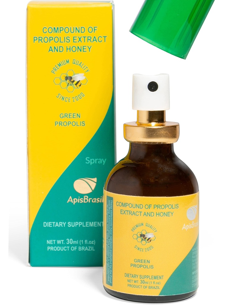 브라질 녹색 꿀벌 프로 폴리스 스프레이 (30ml) - 자연 면역 지원 - Sore Throat Relief - 프리미엄 품질 - 1 팩