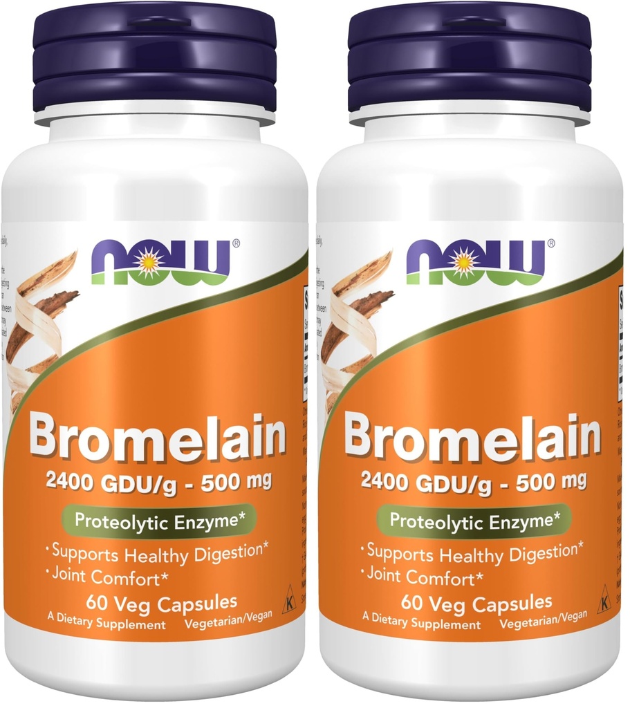 지금 보충 교재, Bromelain (Natural Proteolytic 효소) 2,400 GDU/g - 500 mg의 자연적인 Proteolytic 효소*, 60 Veg 캡슐 (2의 포장)