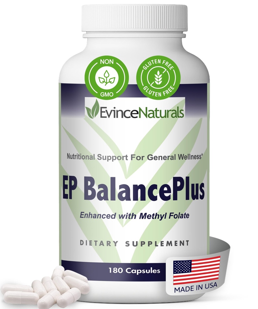 성인을위한 EP BalancePlus Multivitamin - 비타민과 미네랄이있는 남성 및 여성을위한 Multivitamin - 영양 지원을위한 메틸 Folate 및 아미노산 - 일반 웰빙 보충, 180 캡슐