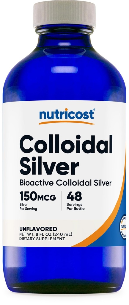 Nutricost 콜로이드 실버 8oz - 코발트 블루 유리 병, 바이오 활성 콜로이드 실버