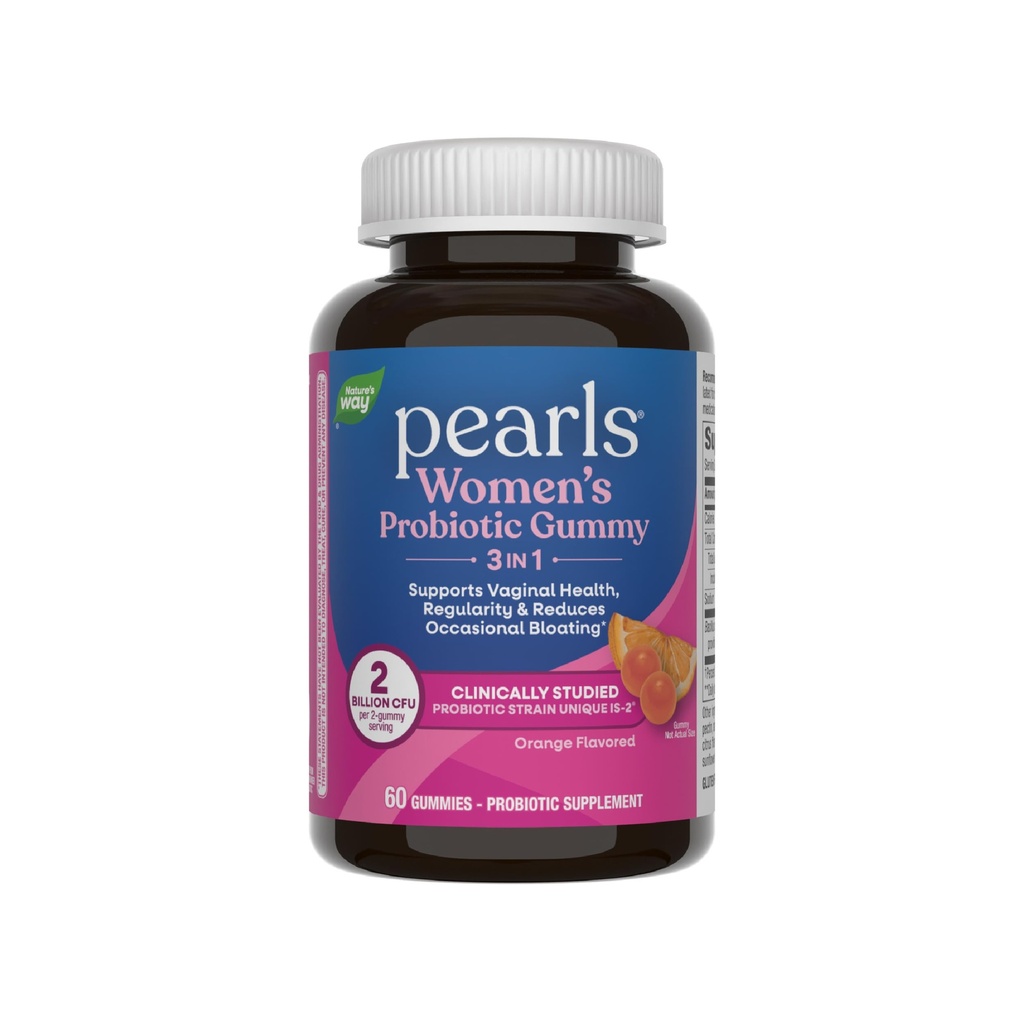 Nature's Way 3-in-1 Women’s Probiotic Gummies, Occasional Bloating*, Digestive & Vaginal Health*, 임상적으로 장식 된 Probiotic Strain, 글루텐 무료, 오렌지 맛, 60 구미