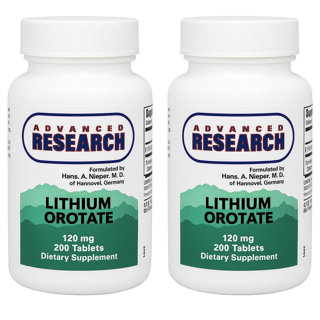 Nutrient 운반대 진보적인 연구 리튬 Orotate 120 Mg 200의 정제 (2의 포장)