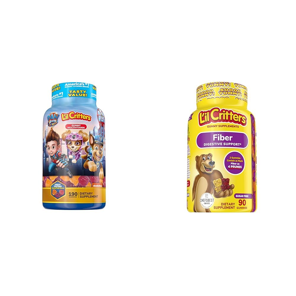 L'il Critters Paw Patrol Gummy Vites Multivitamin for Kids, 190 Gummies 및 L'il Critters 섬유 Gummy Supplement for Kids, 90 Gummies