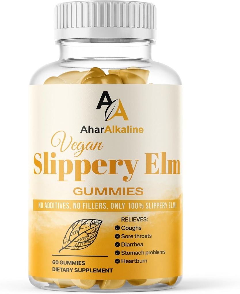 Slippery Elm Gummies, Sore Throats 및 Digestion, 과일 맛, 60 개 (팩 1)