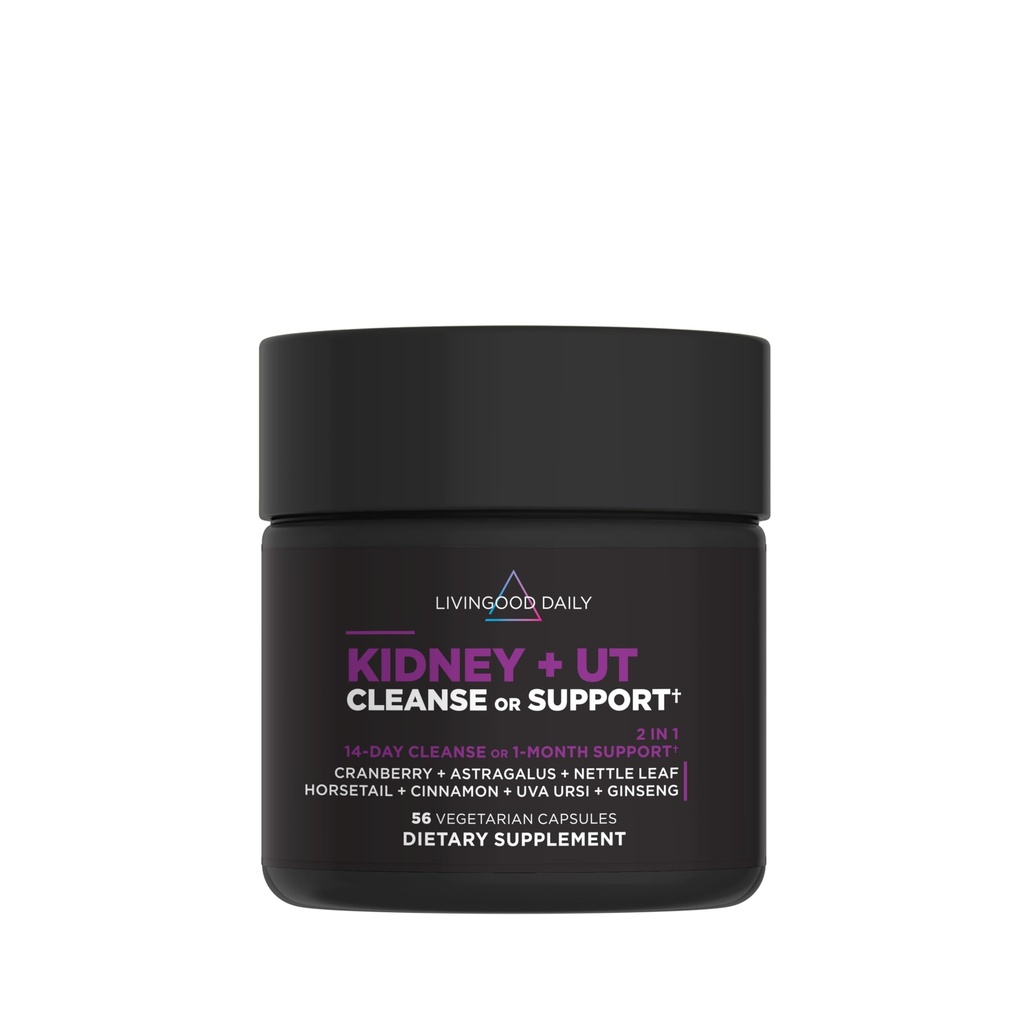 Livingood Daily Kidney Cleanse & Urinary Tract Support Supplement for Women & Men, 14-Day Detox 또는 28-Day Wellness Routine with Cranberry, Nettle Leaf, Astragalus & Cinnamon, 글루텐 무료, 56 캡슐